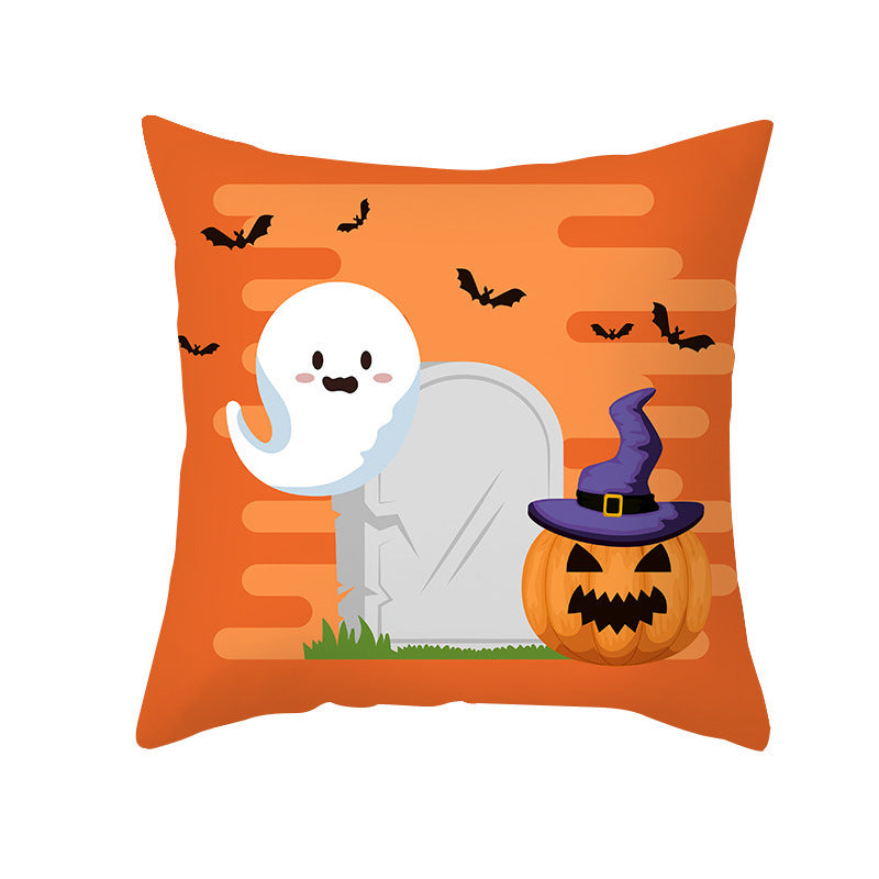 Home Cartoon Halloween Velvet Pumpkin Head Pillowcase