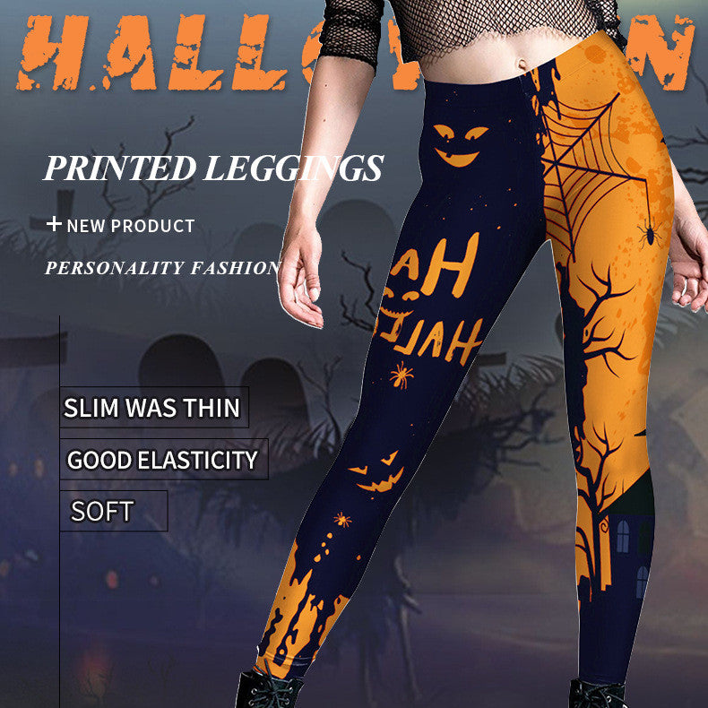 European And American Women's Halloween Dark Style Printed Leggings