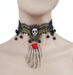 Gothic Jewelry Red Bat Halloween Necklace Lace Choker Necklace For Women Nightmare Before Christmas Black Layered Necklace