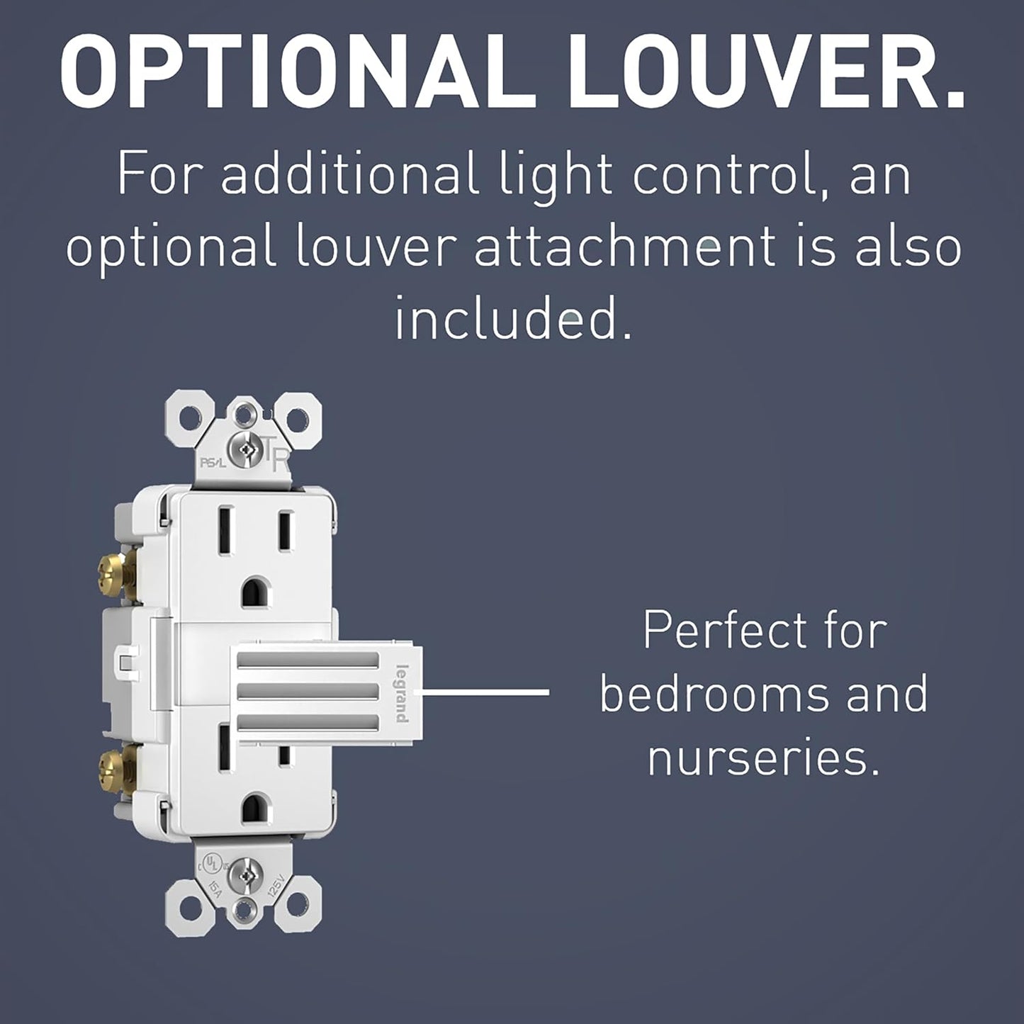 Legrand Radiant Adjustable LED Night Light Outlet, Nightlight Electrical Outlets, Tamper Resistant, Safe for Kids, White, NTL885TRWCC6