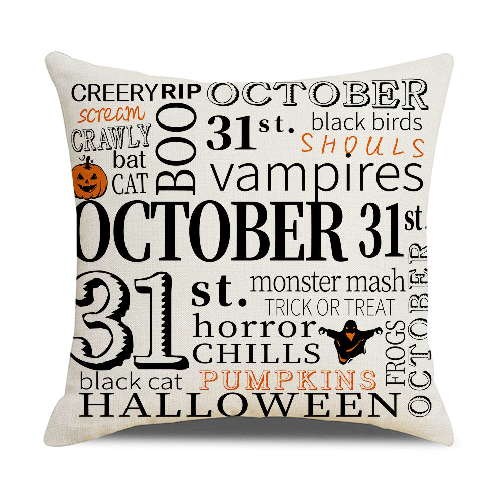 Halloween New Pumpkin English Alphabet Cartoon Car Sofa Cushion Waist Pillowcase