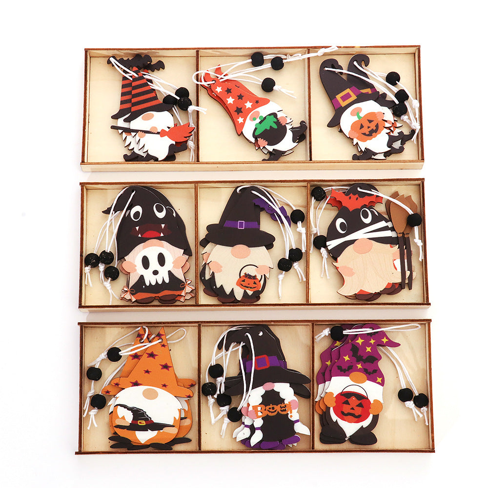 Halloween Decoration Cartoon Doll Wooden Pendant