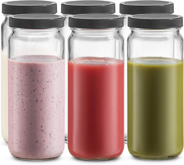 16 oz Glass Mason Jar Bottles, 6-Pack