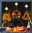 Halloween Window Hanging LED Lights Spider Pumpkin Hanging Ghost Horror Atmosphere Lights Holiday Party Decorative Lights Home Decor