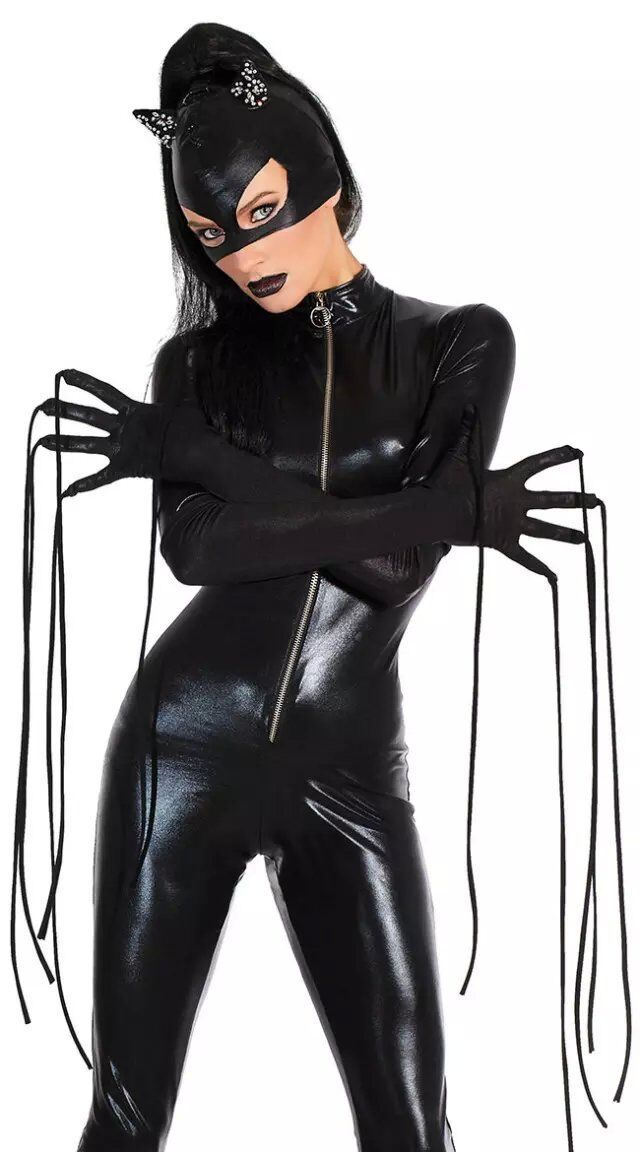 Women's Halloween Long Patent Leather One-piece Suit