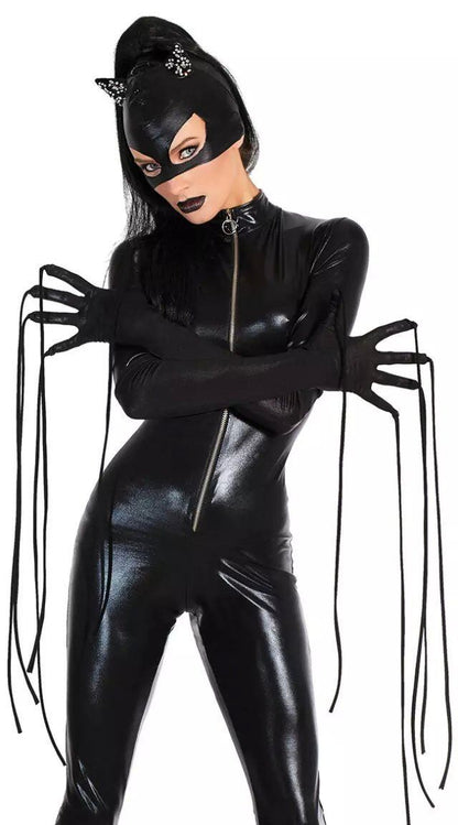 Women's Halloween Long Patent Leather One-piece Suit