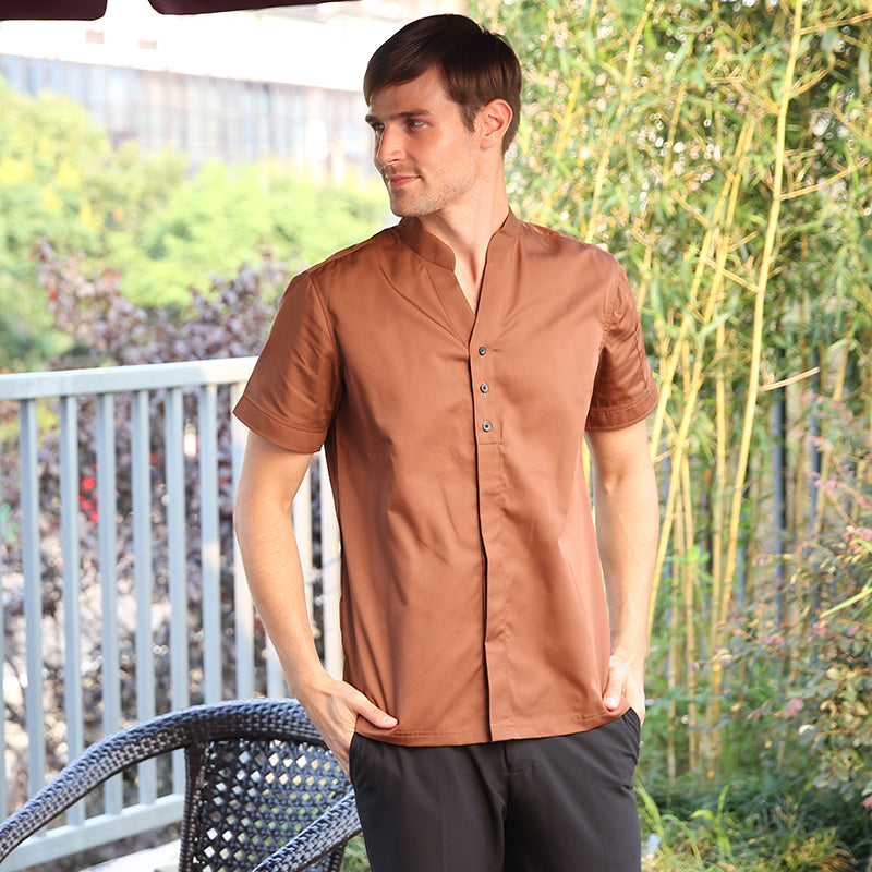 V-neck Short Sleeve Shirt Hotel Long Sleeve Shirt Workwear