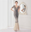 Flower Sequin Craft Party Evening Dress Long