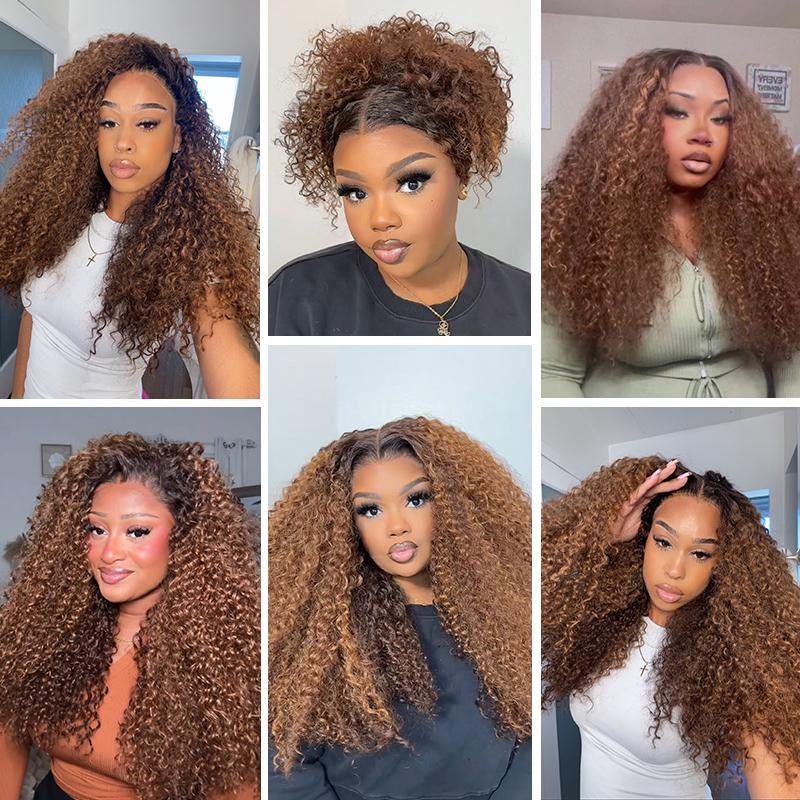 [Blend]Frodio Veralux™ Blend Human Hair 24” Golden Chestnut Curly 13X6 HD Lace Wig Glueless Wear Go Wig Tiktokshopblackfriday