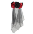 Halloween Headband Rose Flower Black Veil Witch