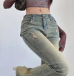 Women's American-style Rivet Wear High Waist Flared Jeans