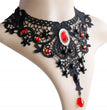 European And American Style Black Clavicle Chain Retro Lace Female V-neck Flower Halloween Series