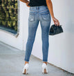 Slim Hole High Elasticity Women's Denim Trousers
