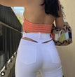 European And American Retro High Waist Bootcut Pants Back Waist Hollow-out Middle Seam Design