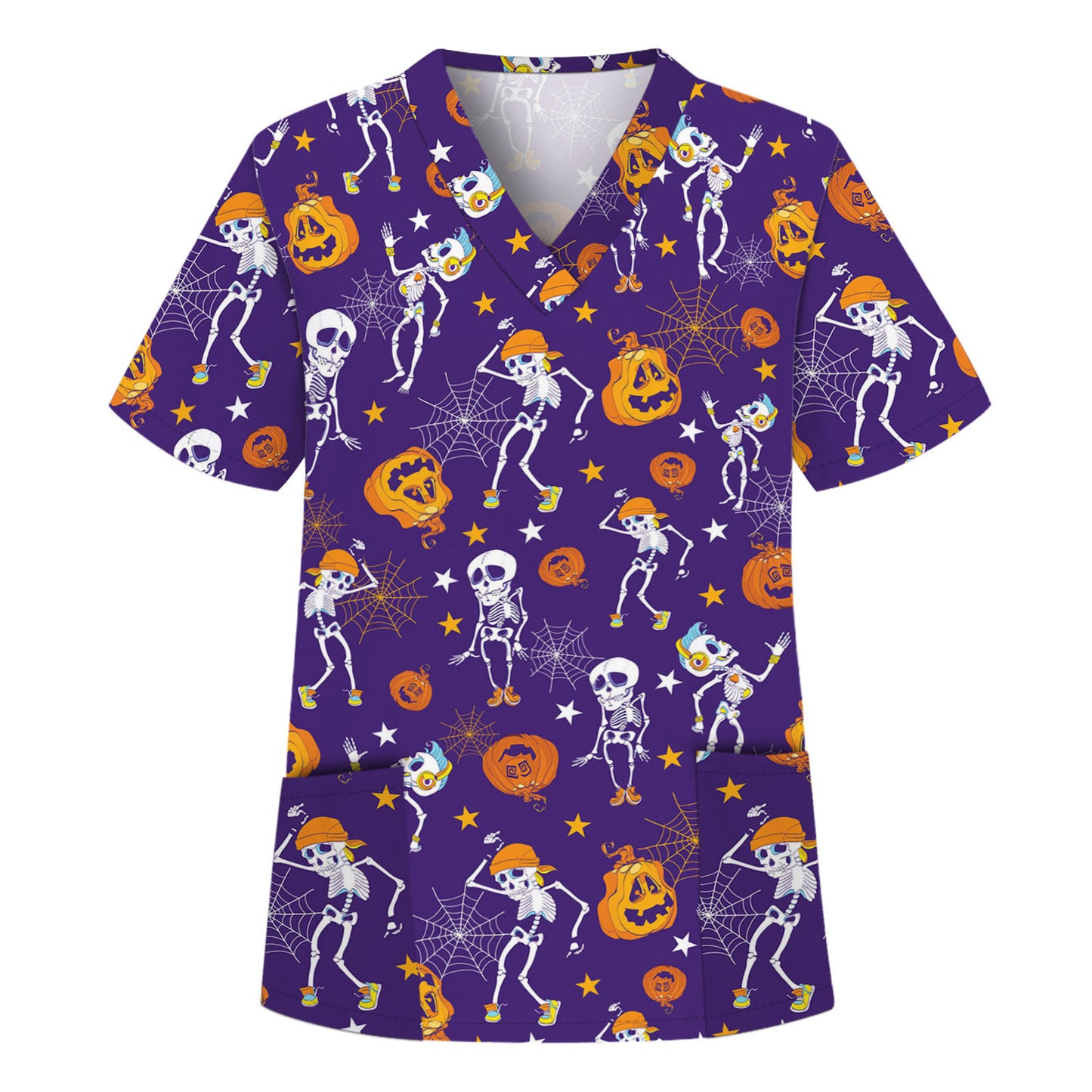 Digital Printed Halloween Short Sleeve Overalls Top