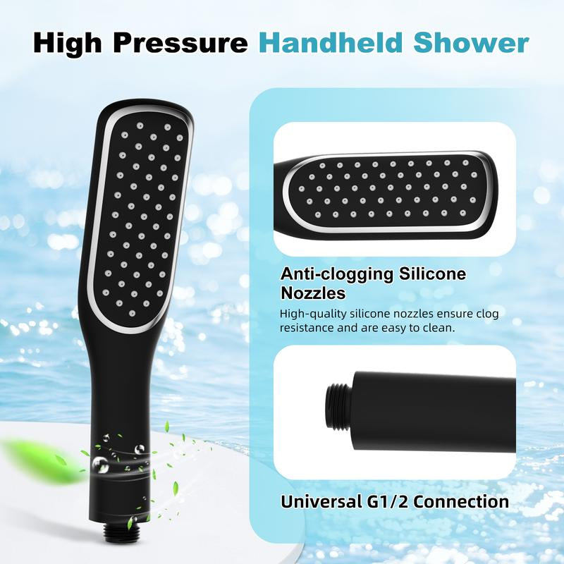 Rain Shower Head with Handheld Spray Combo, High Pressure Rainfall Shower Head, Height Adjustable Dual Shower Head, Luxury Waterfall Showerhead Bathroom