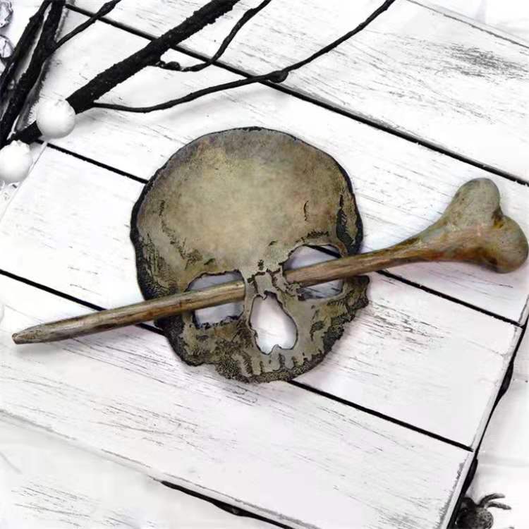 Halloween Horror Death Moth Skull Retro Hair Stick Fork Bun Holder Creative Slide Hairpins With Faux Bone Ponytail Barrette