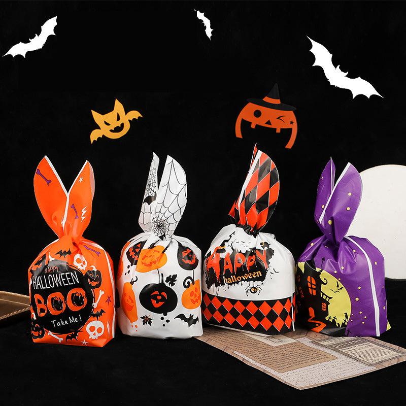 New Halloween Packaging Bag Rabbit Ears Pumpkin Candy Snack Bag Baking Biscuits Gift Bag 50 PCs