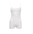 Women's New Spaghetti-strap Floral Print One-piece Shorts For Women