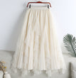 Spring And Summer New Irregular Mesh Beaded Rhinestone Long Large Hem A- Line Skirt Skirt Cake Dress