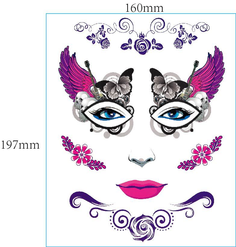 European And American Halloween Face Tattoo Stickers Day Of The Dead