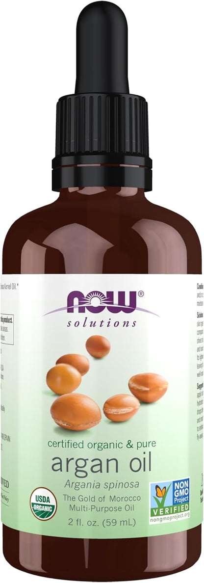 Solutions, Organic Argan Oil, Certified Organic and 100% Pure, "Gold of Morocco" Multi-Purpose Oil, 2-Ounce