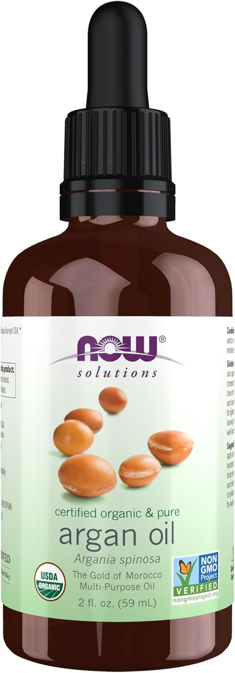 Solutions, Organic Argan Oil, Certified Organic and 100% Pure, "Gold of Morocco" Multi-Purpose Oil, 2-Ounce