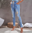 Women's Lace Up Nine Points Skinny Pants