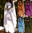 Long Sleeve Round Neck Belt Ladies Halloween Women's Long Dress