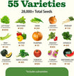 55 Vegetable Seeds Pack 28,000+ Non-Gmo Heirloom Seeds for Planting Vegetables, Survival Seed Vault, Garden Kit for Spring Fall Winter, Gift for Gardeners