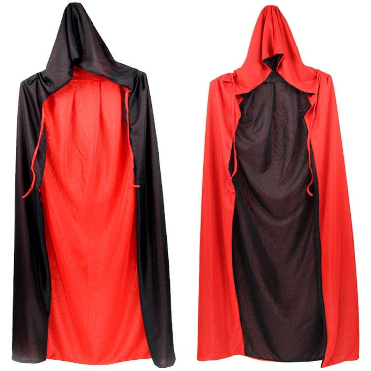 Halloween Black And Red Cloak Adult Double-sided Cloak Black Death Cloak Child Double-layer Cloak Vampire Cloak