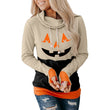 Halloween Long Sleeve Sweater Women Christmas Cartoon Pattern Contrast Color High Neck Pullover Ladies