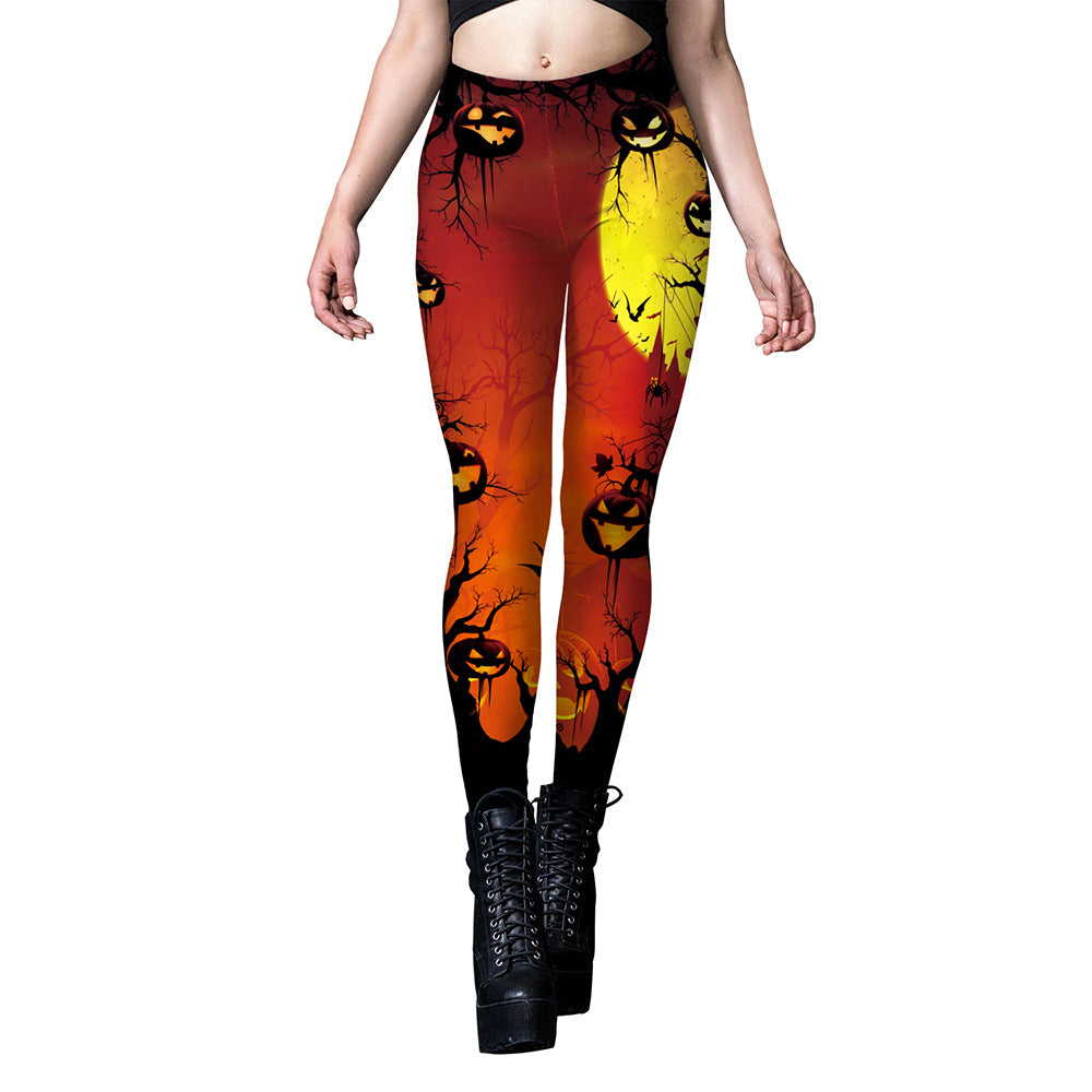 European And American Women's Halloween Dark Style Printed Leggings