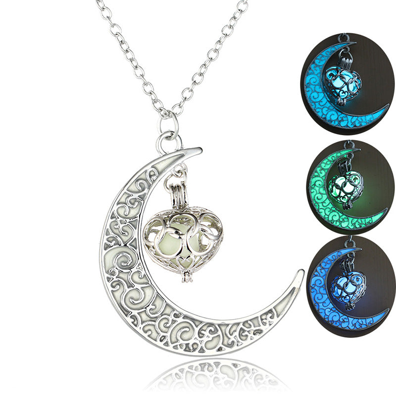 Halloween multi-colored moon love necklace