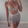 Halloween Costume Sequin Skirt Belly Dance Suit