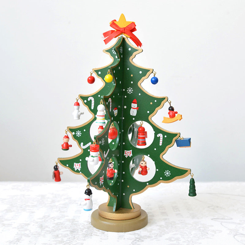 Combination Three-dimensional Pendant Villain Wooden Christmas Tree Ornament