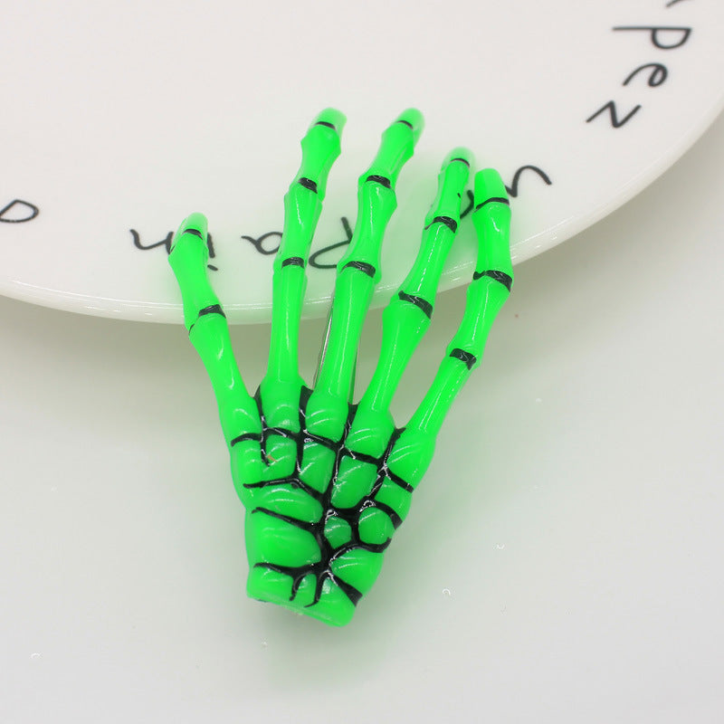 Halloween Skull Hand Claw Fluorescent Hairpin