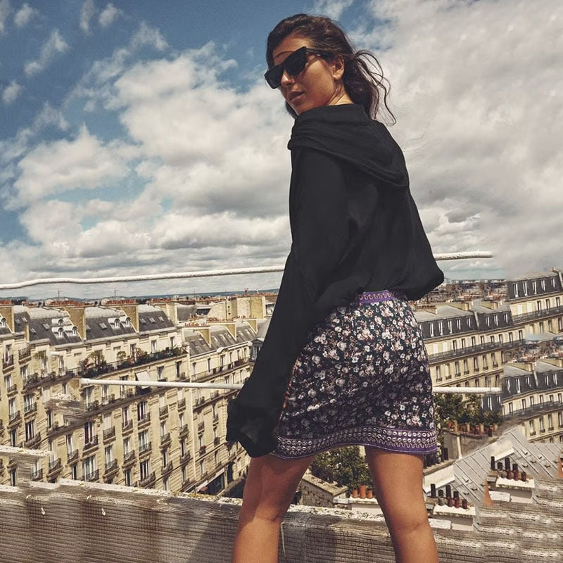 Women's High Waist Skirt With Lens Inlay