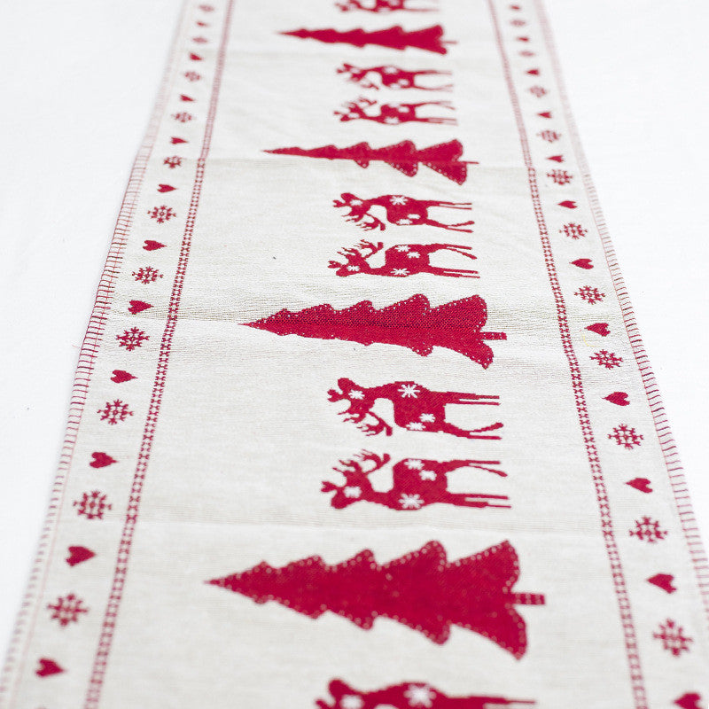 Explosive Christmas Decorations Cotton And Linen Embroidery Christmas Table Runner