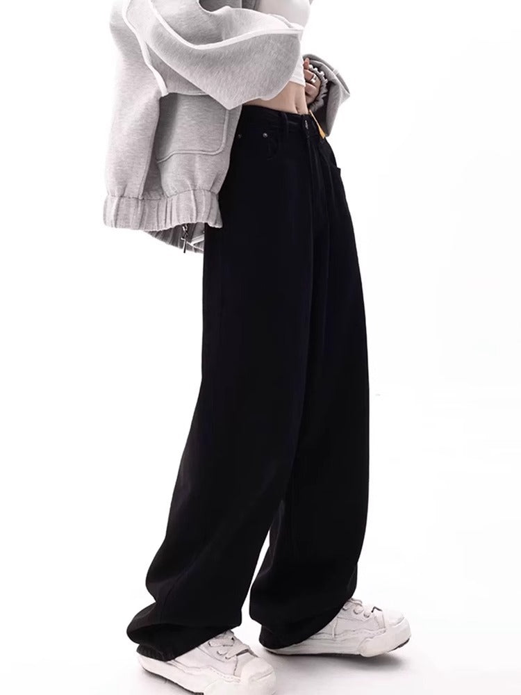 Black Oversized Jeans Women's High Waist Wide Leg