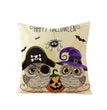 Halloween Linen Cute Cartoon Printed Kitten Pumpkin Head Pillow Cover