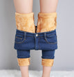 High Waist Velvet Thickening Denim Female Stretch Feet Pants