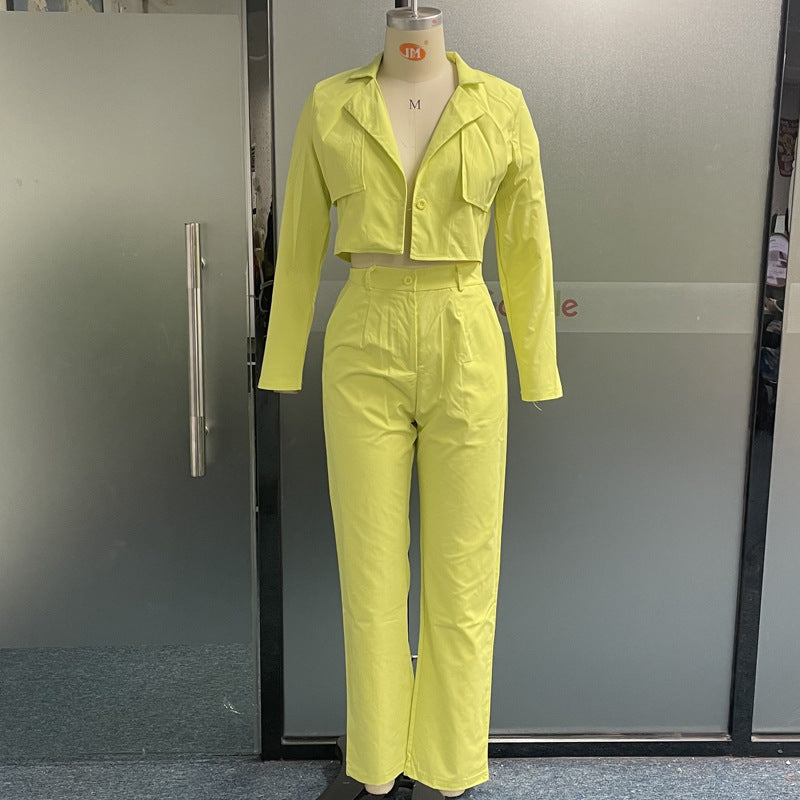 Fashion Casual Loose Solid Color Trousers Two-piece Set
