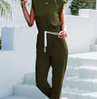 Solid Color Sleeveless Style Casual Jumpsuit