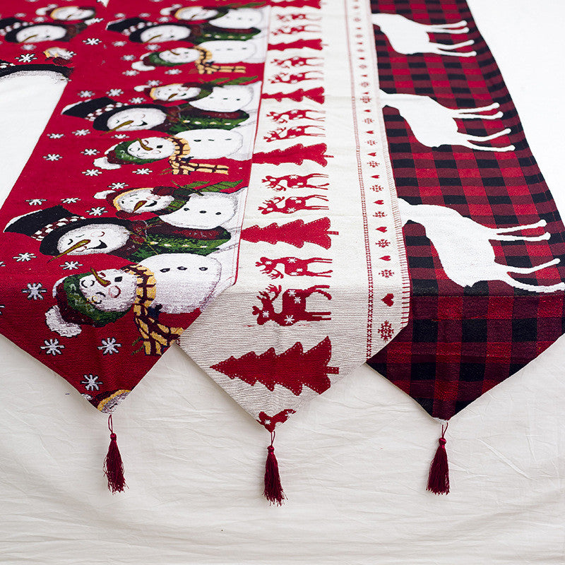 Explosive Christmas Decorations Cotton And Linen Embroidery Christmas Table Runner