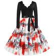Halloween Burnt Flower V-neck Long-sleeved Sexy Print Big Swing Dress