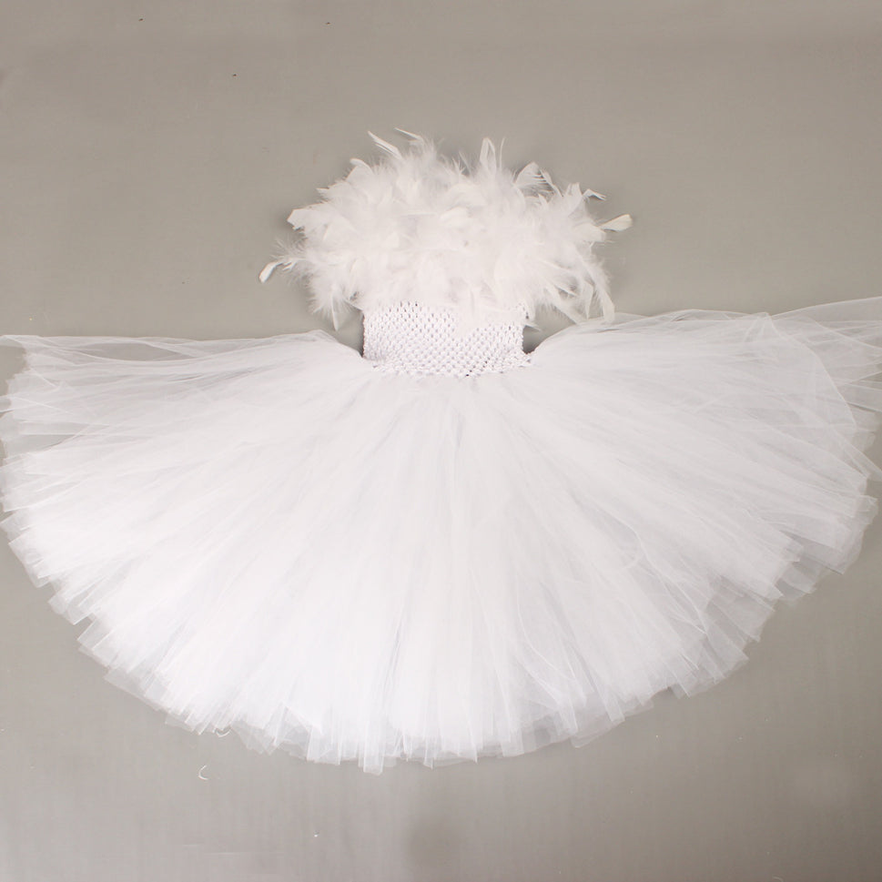 Halloween White Angel Play Costume Children's Performance Pettiskirt Suit Princess Dress