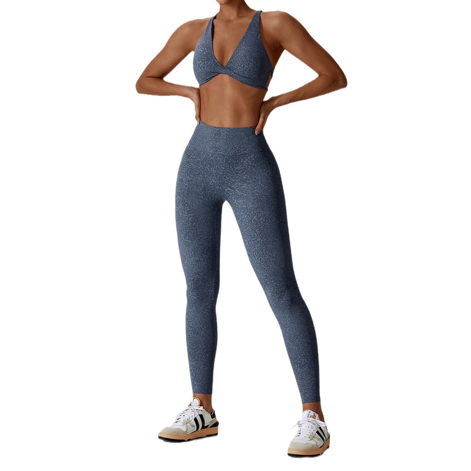 Printed Nude Feel Yoga Suit Floral Quick-drying Running Sports Workout Clothes