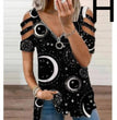 Halloween Theme Digital Printing Hollow V-neck Long-sleeved T-shirt