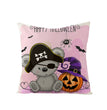 Halloween Linen Cute Cartoon Printed Kitten Pumpkin Head Pillow Cover